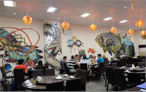 鹰潭海鲜餐厅墙体彩绘
